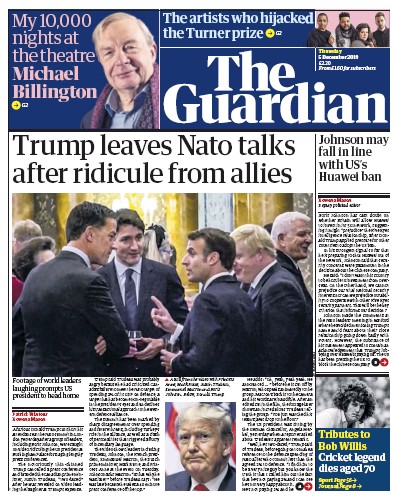The Guardian Newspaper Front Page (UK) for 5 December 2019