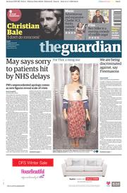 The Guardian (UK) Newspaper Front Page for 5 January 2018