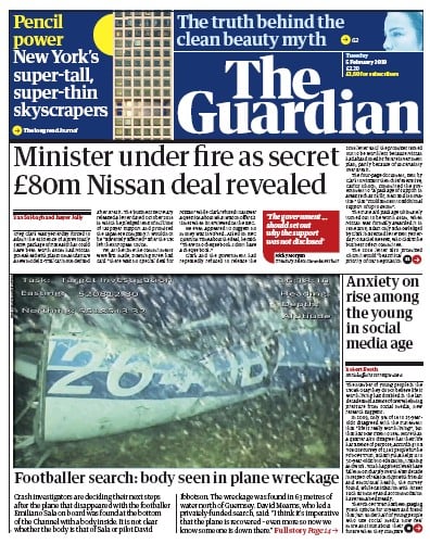 The Guardian Newspaper Front Page (UK) for 5 February 2019