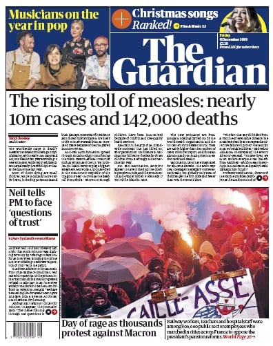 The Guardian Newspaper Front Page (UK) for 6 December 2019