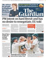 The Guardian (UK) Newspaper Front Page for 6 August 2019