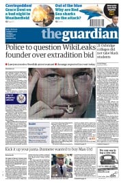 The Guardian (UK) Newspaper Front Page for 7 December 2010