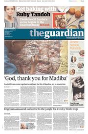 The Guardian Newspaper Front Page (UK) for 7 December 2013