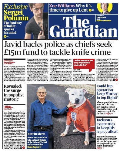 The Guardian Newspaper Front Page (UK) for 7 March 2019