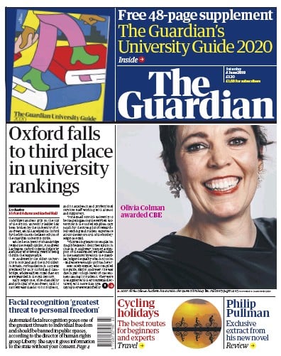The Guardian Newspaper Front Page (UK) for 8 June 2019
