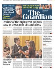 The Guardian (UK) Newspaper Front Page for 9 November 2018