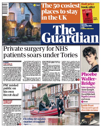 The Guardian Newspaper Front Page (UK) for 9 November 2019