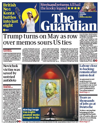 The Guardian Newspaper Front Page (UK) for 9 July 2019