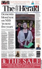 The Herald (UK) Newspaper Front Page for 9 November 2023