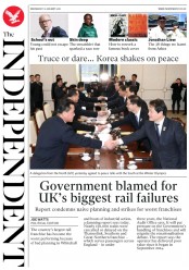 The Independent (UK) Newspaper Front Page for 10 January 2018
