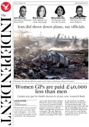 The Independent (UK) Newspaper Front Page for 10 January 2020