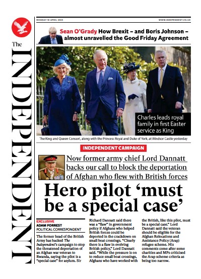 The Independent (UK) Front Page for 10 April 2023 | Paperboy Online Newspapers