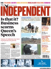 The Independent (UK) Newspaper Front Page for 10 May 2012