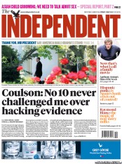 The Independent (UK) Newspaper Front Page for 11 May 2012