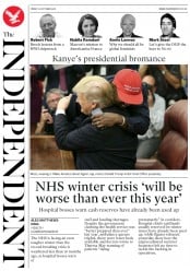 The Independent (UK) Newspaper Front Page for 12 October 2018