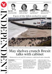 The Independent (UK) Newspaper Front Page for 12 November 2018