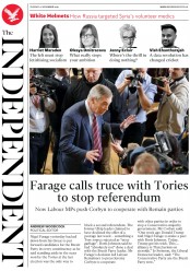 The Independent (UK) Newspaper Front Page for 12 November 2019