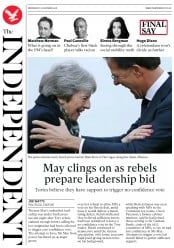 The Independent (UK) Newspaper Front Page for 12 December 2018