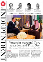 The Independent (UK) Newspaper Front Page for 13 November 2018