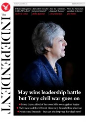 The Independent (UK) Newspaper Front Page for 13 December 2018