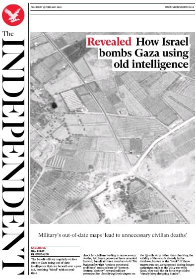 The Independent Newspaper Front Page (UK) for 13 February 2020