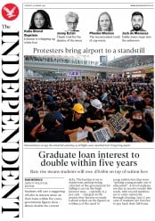 The Independent (UK) Newspaper Front Page for 13 August 2019
