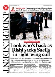 The Independent (UK) Newspaper Front Page for 14 November 2023