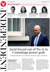 The Independent (UK) Newspaper Front Page for 14 February 2020