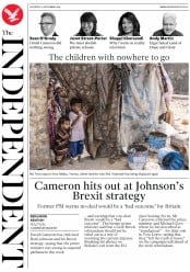 The Independent (UK) Newspaper Front Page for 14 September 2019