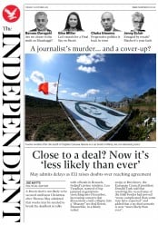 The Independent (UK) Newspaper Front Page for 16 October 2018