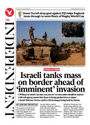 The Independent (UK) Newspaper Front Page for 16 October 2023
