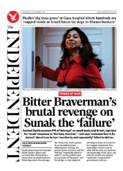 The Independent (UK) Newspaper Front Page for 16 November 2023