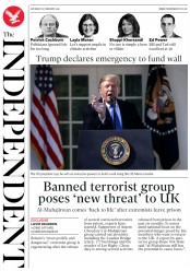 The Independent (UK) Newspaper Front Page for 16 February 2019