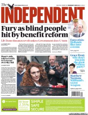 The Independent (UK) Newspaper Front Page for 16 May 2012