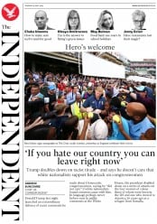 The Independent (UK) Newspaper Front Page for 16 July 2019