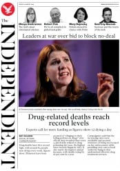The Independent (UK) Newspaper Front Page for 16 August 2019