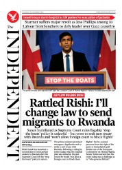 The Independent (UK) Newspaper Front Page for 17 November 2023
