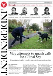 The Independent (UK) Newspaper Front Page for 17 December 2018