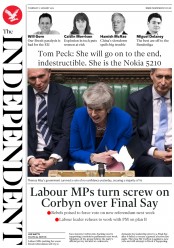 The Independent (UK) Newspaper Front Page for 17 January 2019