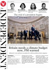 The Independent (UK) Newspaper Front Page for 17 January 2020