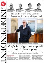 The Independent (UK) Newspaper Front Page for 18 December 2018
