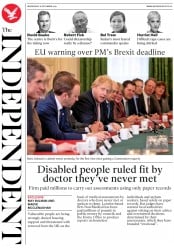 The Independent (UK) Newspaper Front Page for 18 December 2019