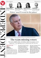 The Independent (UK) Newspaper Front Page for 19 November 2019