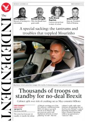 The Independent (UK) Newspaper Front Page for 19 December 2018
