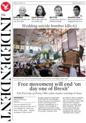 The Independent (UK) Newspaper Front Page for 19 August 2019