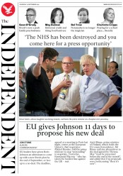 The Independent (UK) Newspaper Front Page for 19 September 2019