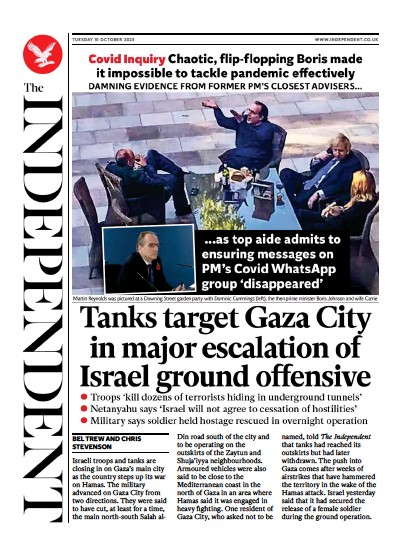 The Independent Newspaper Front Page (UK) for 1 November 2023