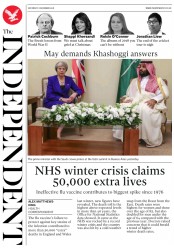 The Independent (UK) Newspaper Front Page for 1 December 2018