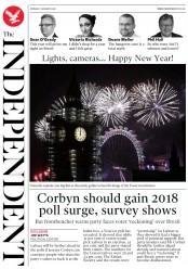 The Independent (UK) Newspaper Front Page for 1 January 2018