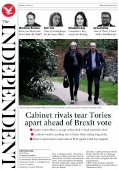 The Independent (UK) Newspaper Front Page for 1 April 2019